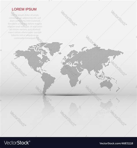 Dotted Blank World Map Isolated On White Vector Image