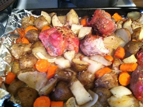 Leftover pork roast, onion, celery, cooked rice, soy sauce, and cream of mushroom soup are combined and baked until hot and bubbling. Roasted veggies with pork tenderloin tips. A simple ...