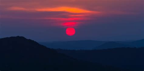 Blue And Red Sunset