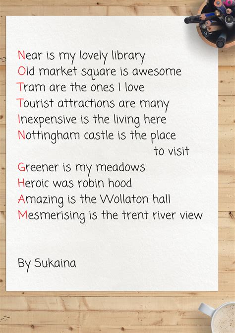 Read On Nottinghams Acrostic Challenge Gallery National Literacy Trust