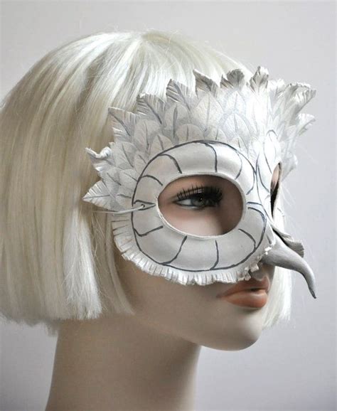 Snowy White Owl Mask In Leather By Hawk And Deer Etsy Owl Mask