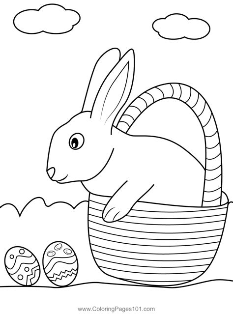 Easter Bunny In Basket Coloring Page For Kids Free Easter Printable