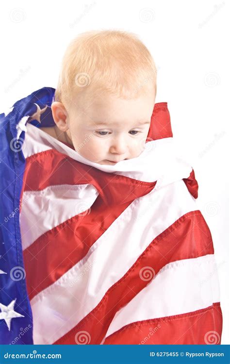 Baby And Flag Of Usa Stock Image Image Of Girl Playing 6275455