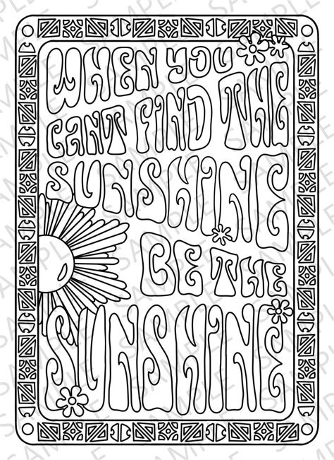 Sunshine Coloring Page Etsy