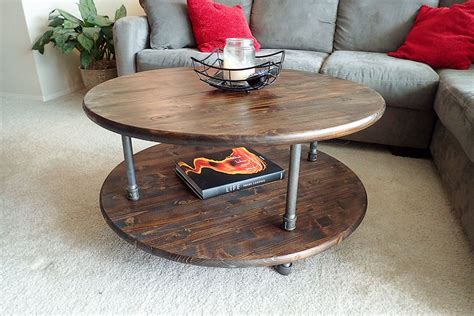 Round Rustic Industrial Pipe Coffee Table Etsy Diy Coffee Table