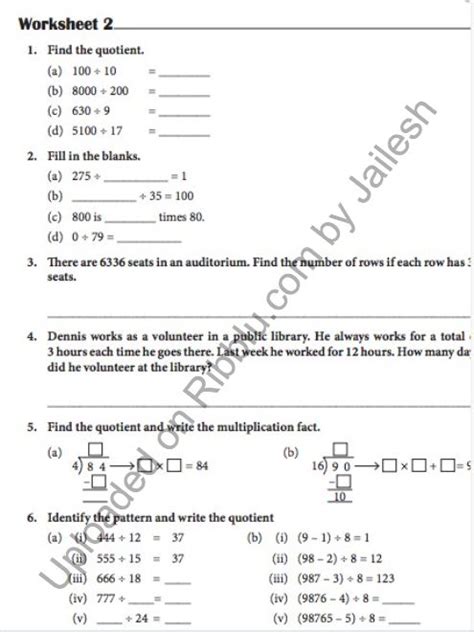 Division Worksheets For Class 4 Maths In 2023 Class 4 Maths Division