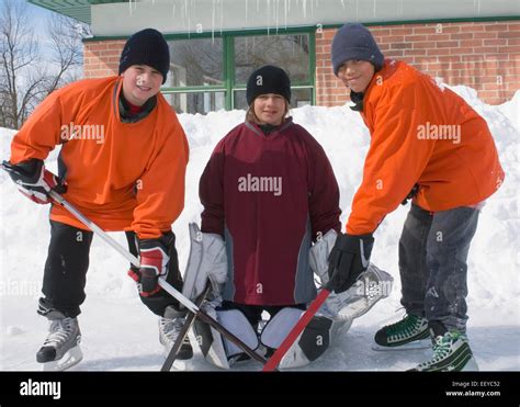 Boy Ice Hockey Players Stock Photo Alamy