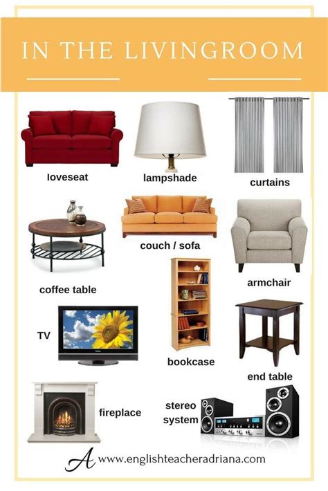 living room furniture names Younglove ingles educational