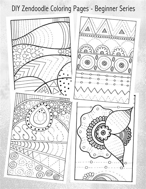 Set Of Printable Diy Zendoodles Complete The Zendoodle To Color Easy
