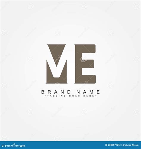 Initial Letter Me Logo Minimal Business Logo Stock Vector
