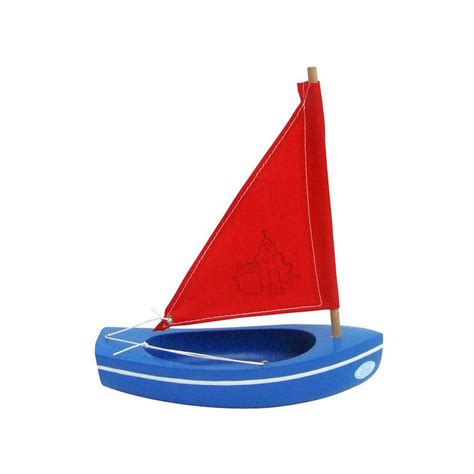 Petit voilier TIROT rouge en bois 20 cm, bateau jouet Tirot 201