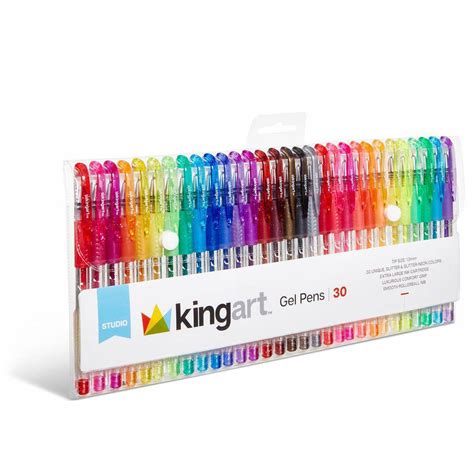 Kingart Soft Grip Glitter Gel Pens Xl 25mm Ink Cartridge Set Of 30