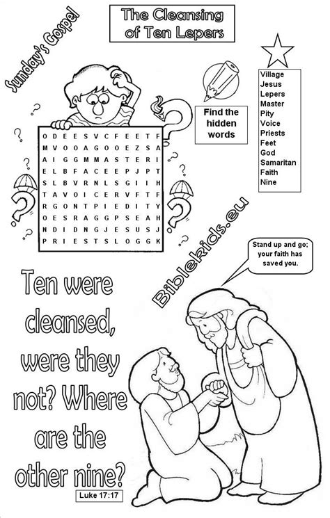 Cleansing Of Ten Lepers Word Search Puzzle Cleansing Of Ten Lepers