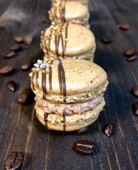 [homemade] Espresso Macarons With Coffee And Chocolate Buttercream Filling I Made For My Friend
