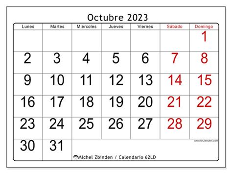 Calendario Octubre De 2023 Para Imprimir “501ld” Michel Zbinden Mx