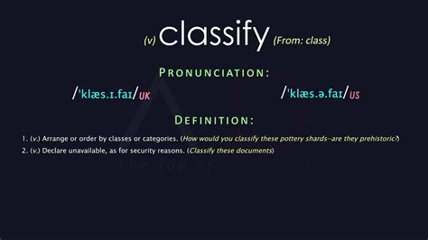 Classify Meaning And Pronunciation Audio Dictionary Youtube