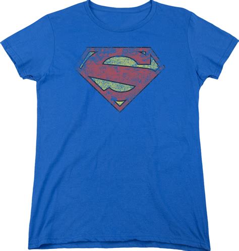 Womens Distressed Logo Superman Shirt