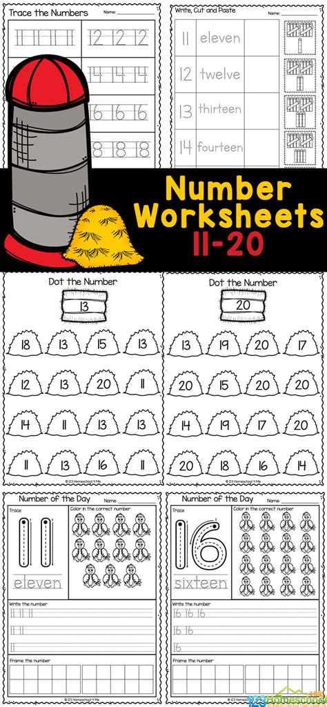 Free Printable Number Worksheets 11 20 For Kindergarten