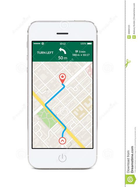 Find, make and share routes and export them to your gps and navigation app. Front View Of White Smart Phone With Map Gps Navigation ...