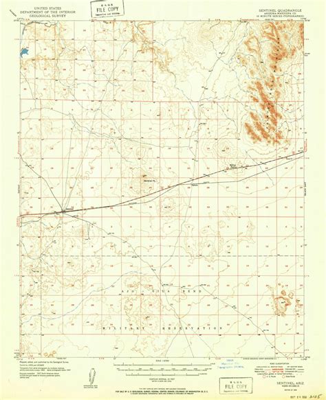 Sentinel Arizona 1950 1950 Usgs Old Topo Map Reprint 15x15 Az Quad