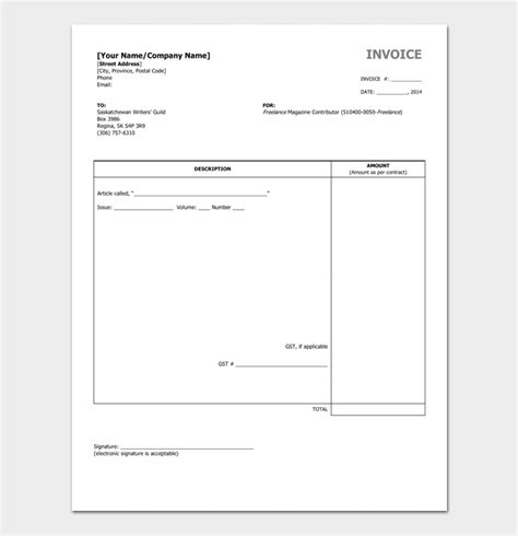 Freelance Invoice Template 5 For Word Excel And Pdf Format