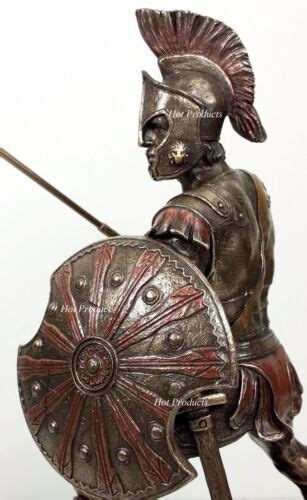 Achilles W Spear And Shield Greek Mythology Sculpture Statue Bronze