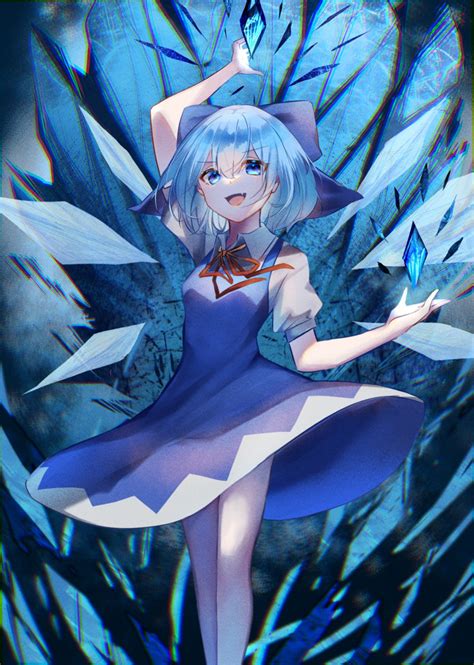 Safebooru 1girl D Bangs Blue Bow Blue Dress Blue Eyes Blue Hair Bow Cirno Dress Fang Hair Bow