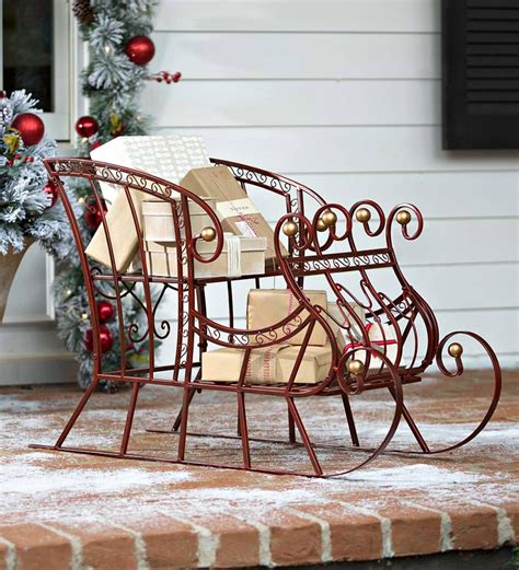 Plow And Hearth Red Metal Holiday Sleigh Online Clothing Boutique