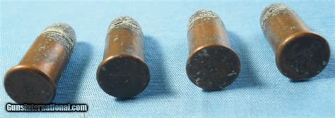 Antique Ammo Early Winchester 30 Rimfire Rf Short 4 Cartridges