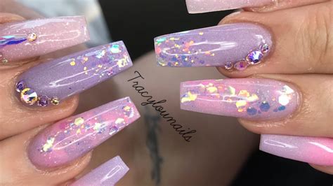 Lilac And Pink Acrylic Nails OmbrÉ Marble Youtube