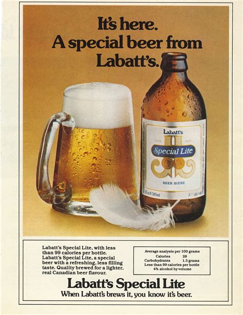 1978 Labatts Special Lite Beer Magazine Ad Light As A Feather
