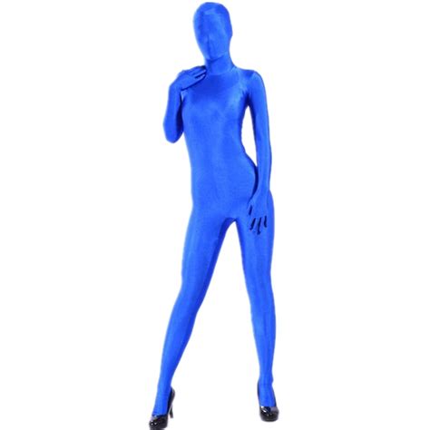 scf020 blue lycra spandex shiny tights unisex original fetish zentai suits in zentai from
