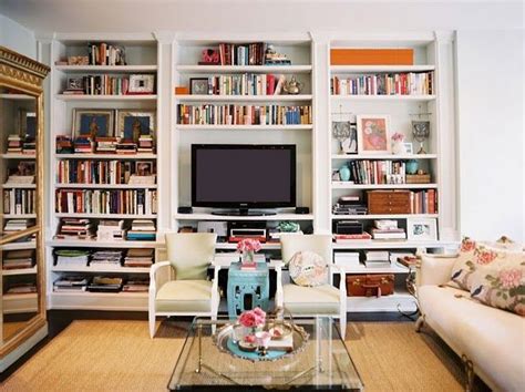 Bookcases Around Tv Chairs In Front Of Television Divided By Class