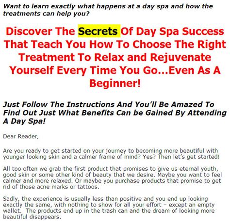 New Plr All About Day Spa Treatments Plr Ebook Download