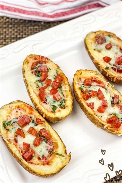 Pizza Stuffed Baked Potato Skins Appetizer Cookerybook