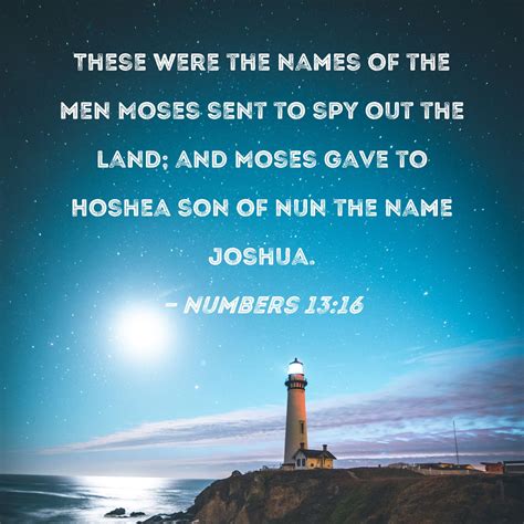Numbers 1316 These Were The Names Of The Men Moses Sent To Spy Out The