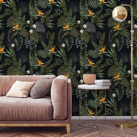 Peel And Stick Tropical Wallpaper Removable Wall Paper Etsy