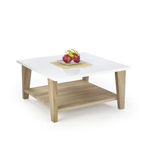 Plateau en chêne massif, finition laqué ou huile | structure. Table basse scandinave blanc laqué / bois Anika - Tables ...