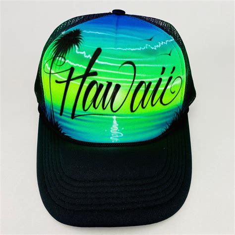 Custom Trucker Hat Airbrush Hat Custom Name Hat Beach Etsy Custom