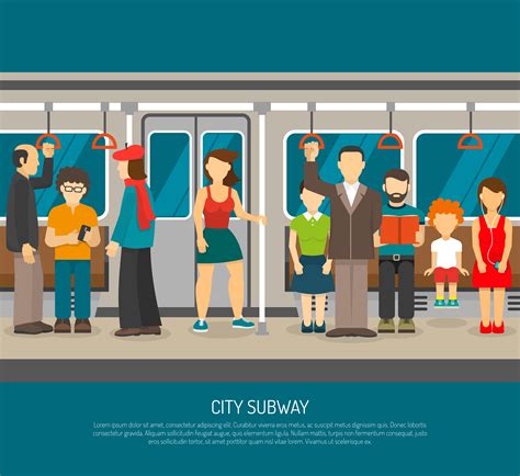Crowded Subway Cartoon