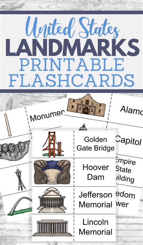 Educational And Fun Usa Landmarks Flashcards