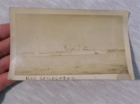 Vintage Wwii Uss Lamberton Dd 119 Destroyer Ship Photograph 5 34