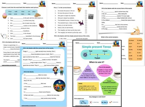 Simple Present Tense Worksheets Grade Making English Fun