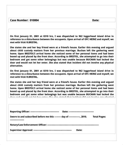 sample police report templates