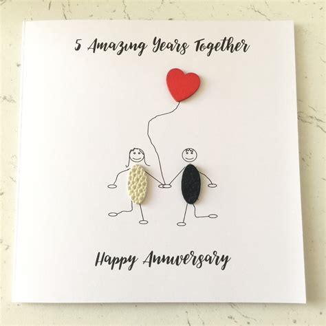 5th Wedding Anniversary Card Wood Anniversary Card Him Her Husband Wife