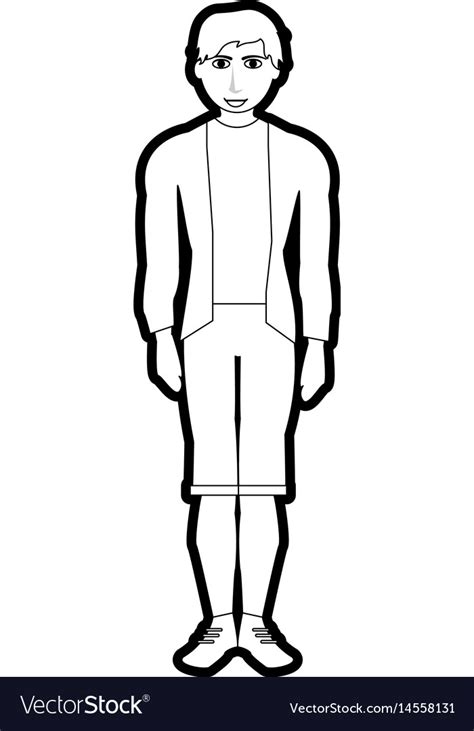 Black Silhouette Cartoon Full Body Man With Shorts