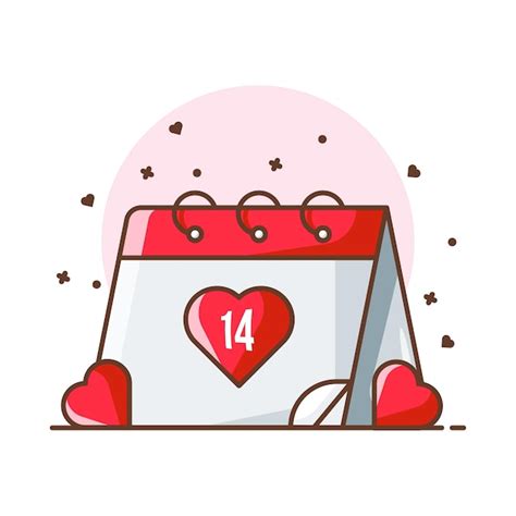 Ilustrações de ícone de calendário dos namorados valentine ícone conceito branco isolado