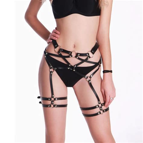 2019 New Rave Holographic Harness Body Leg Harness Fetish Lingerie Women Gothic Harness Belts