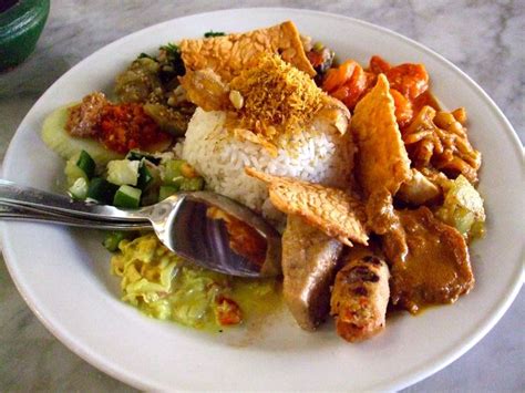 Nasi Campur Mixed Rice~ Rice With Assorted Vegetables And Meat Of