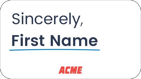 Acme Sincerely White Name Badge 171 Nicebadge